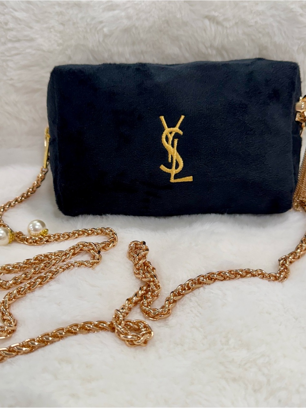 YSL cosmetic pouch converted into DIY bag